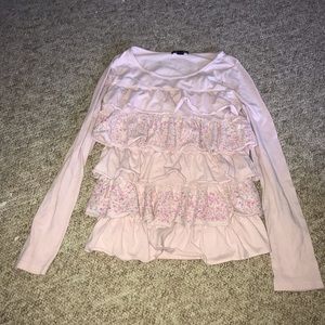 Pink Ruffle Sequin Top